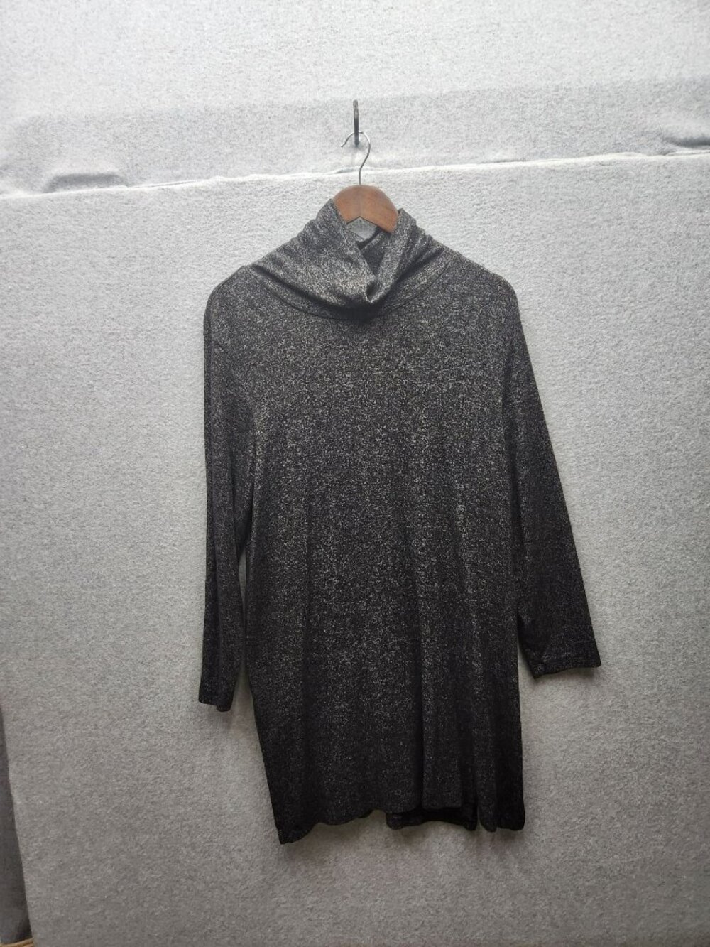 Old Navy Womens XL Black & White Cowl Neck Tunic Sweater Lightweight Kn